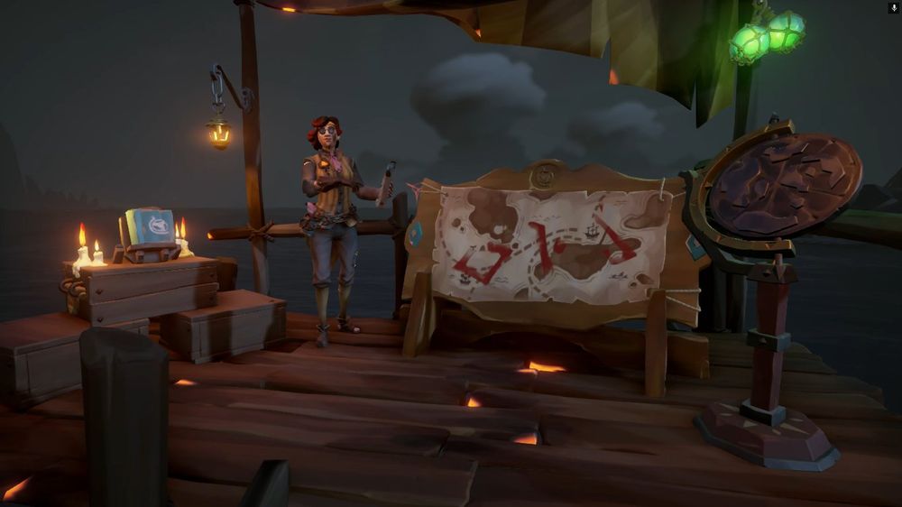 Red painted Skeleton Runes drawn on the map of the Merchant's Alliance tent at Morrow's Peak Outpost.

They can be translated to the same phrase we saw in the most recent cards:

ORDER BONE BLADE