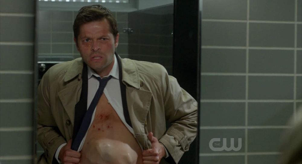 Castiel with the leviathan’s who are mini john Malkovich inside an embodied John Malkovich inside the arch angel castiel bursting to come out . It makes sense because John Malkovich could play the part of everyone. 