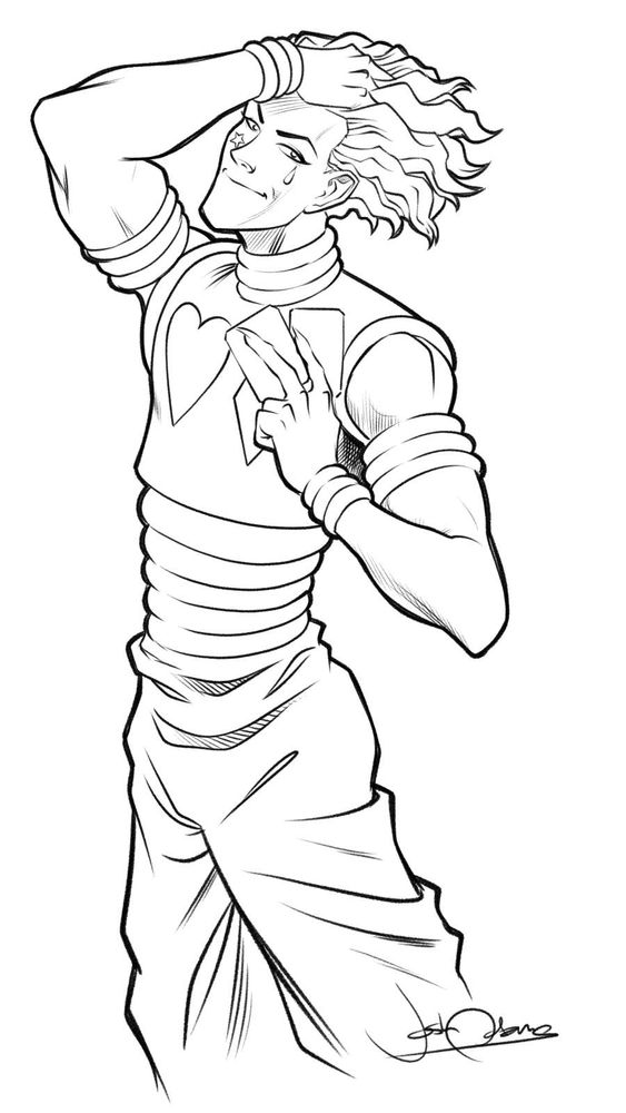 Digital sketch of Hisoka from Hunter x Hunter. Pencil. 