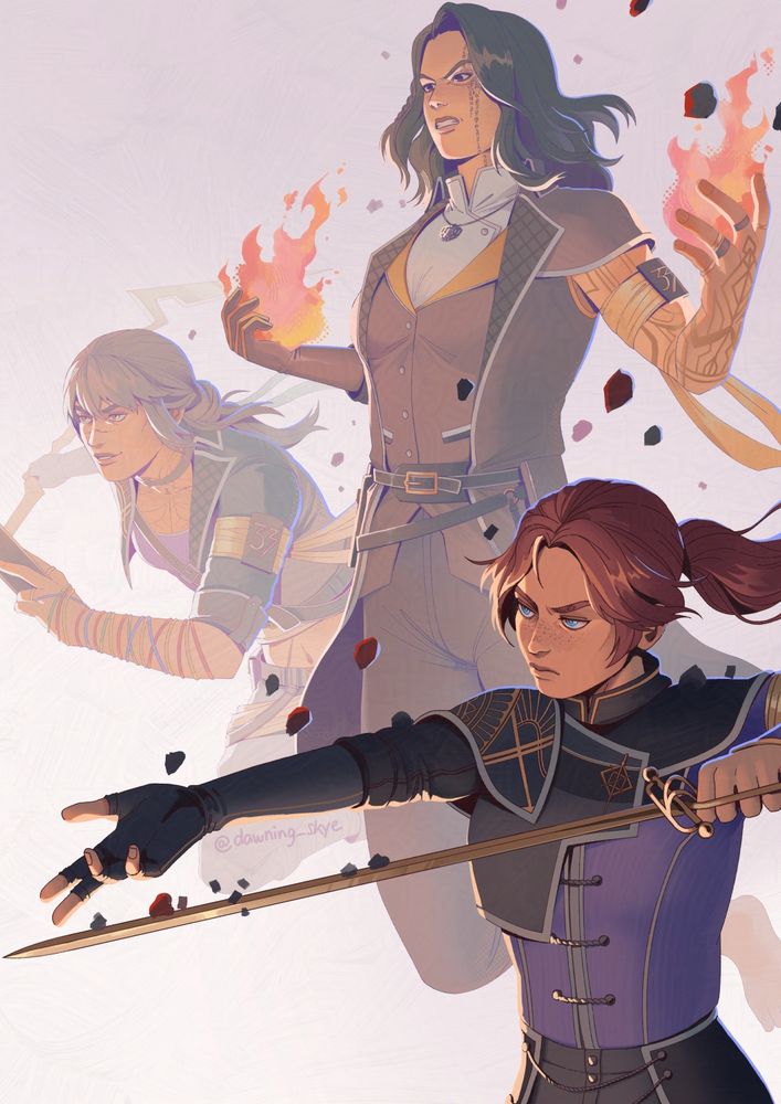 fanart of Maelle, Lune and Sciel from Clair Obscur Expedition 33