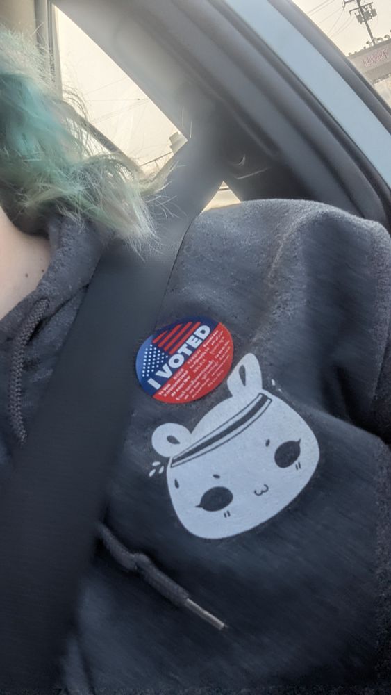 A bad selfie featuring my "I voted" sticker