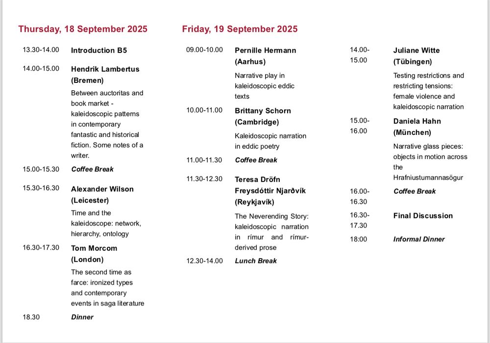 The programme -message me for a readable version😊