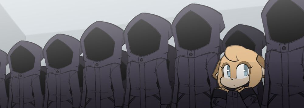 They all lined up obediently, waiting for orders on their next target to strike. The smallest member in the group looking around, stands between her two other colleagues who are taller.