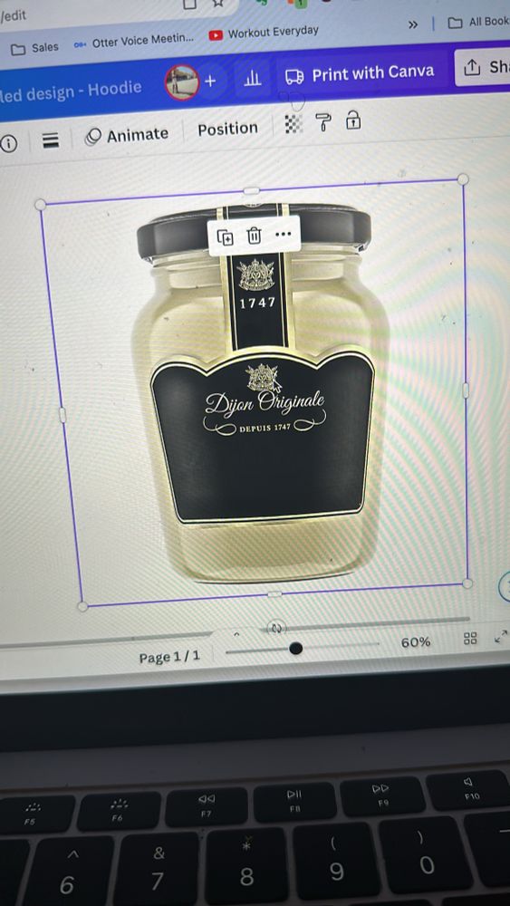 Image of pot of Maille Dijon Mustard being edited on Canva