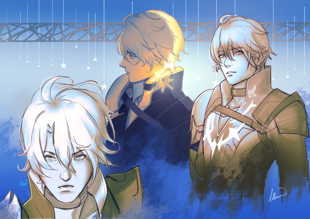digital sketches of Phainon from HSR