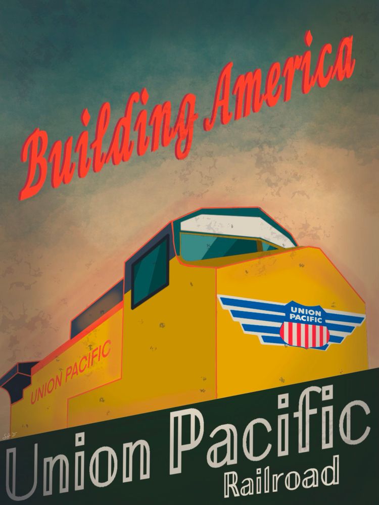 Vintage inspired poster for the Union Pacific railroad