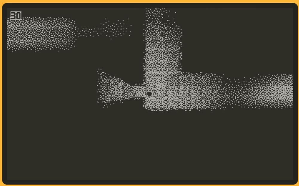 the game's player has a lantern which is lighting up a small area around them. some other environmental lights are revealing more distant places in the map