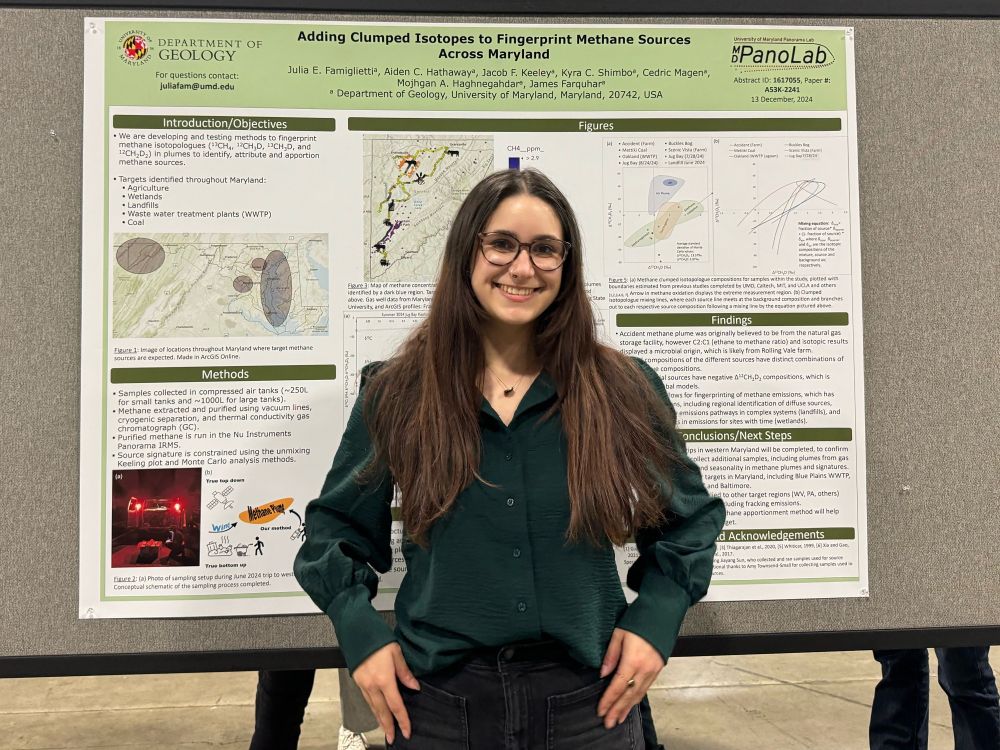 Julia Famiglietti standing in front of her research poster