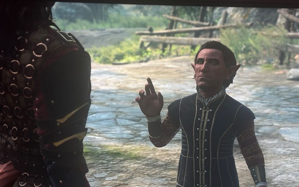 Screenshot of Baldur’s Gate 3 with the mod installed that makes Raphael’s human shape into a gnome. 