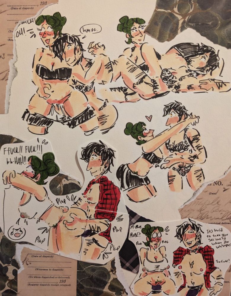 part too of this au though the bottom two cartoons she's in a tank top and berts in a flannel. this time huberts topping lin with his own purple strap. lin seems to be wet everywhere and especially her.....hmmm.... thingy mabobbers 🍈🍈💦 🐄 lmao

top left AND right is that same boxer briefs x lacy lingerie combo, only less sexual acts and more sleeping around all comfy and cute. top left bert is finger blasting her though 😛😛😛