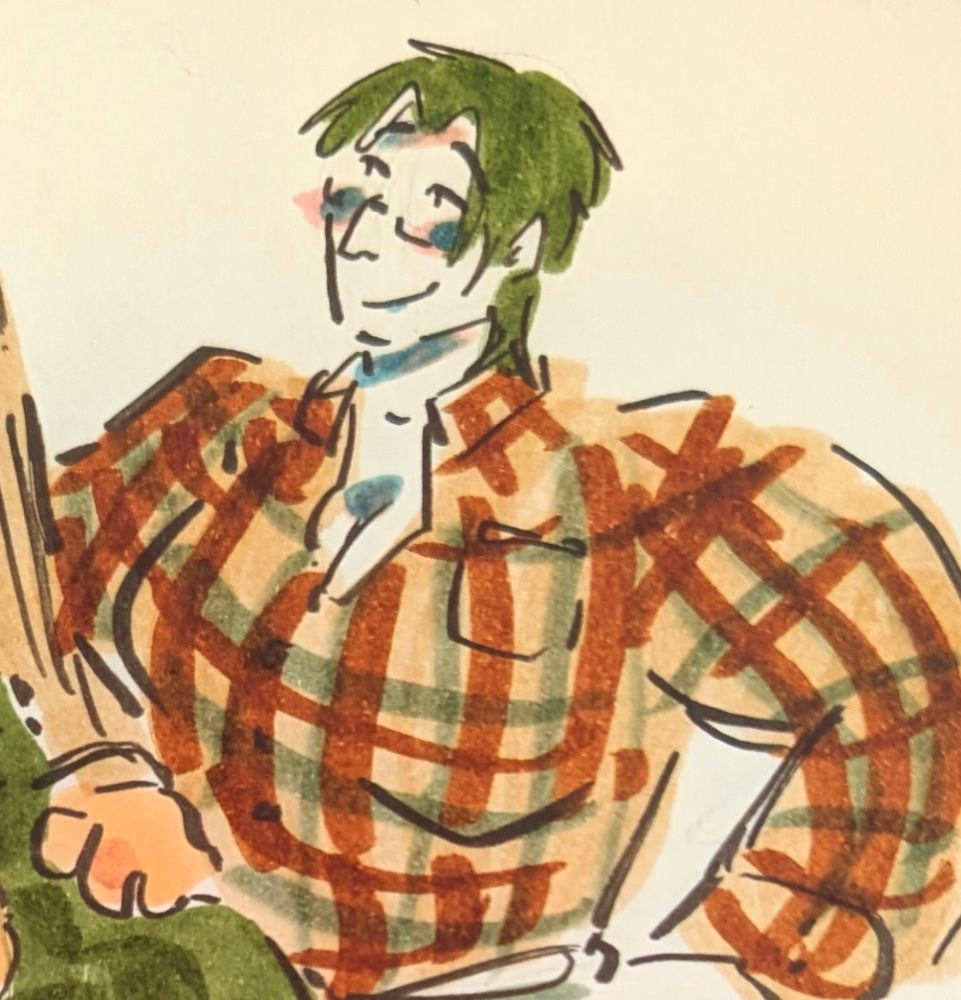 lyngwyb, very large, in an ugly brown flannel fit for a middle aged man worn on the body of a young butch