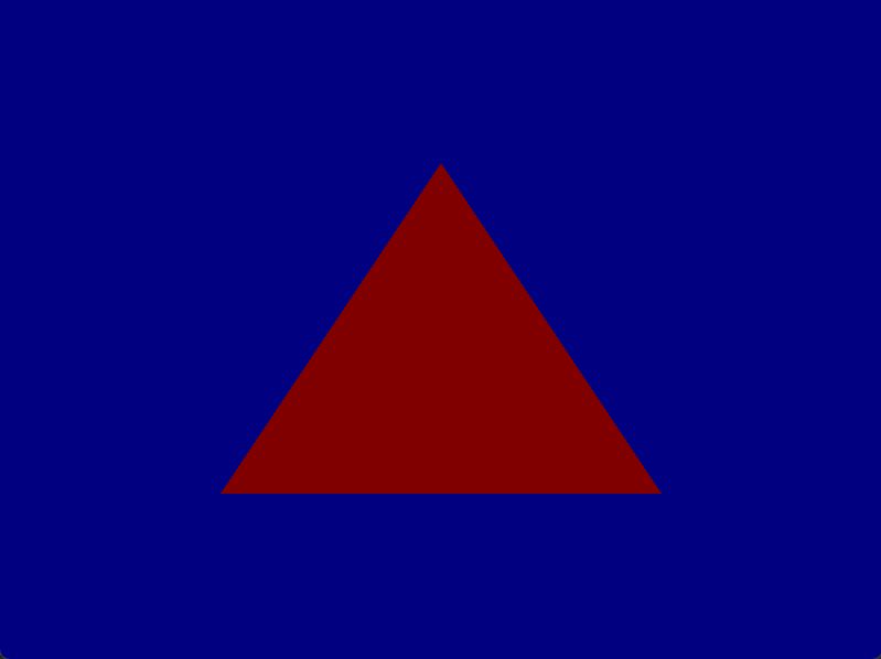 A red triangle on a blue background, made with OpenGL in C++
