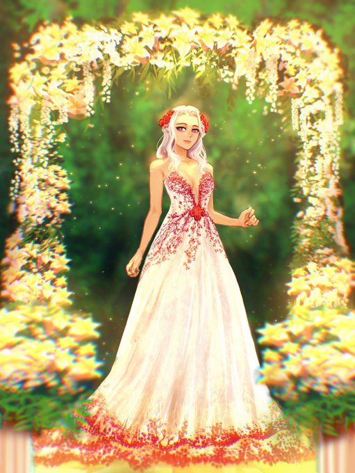 Bride Edelgard, with a red and white dress.