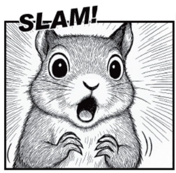 Drawing of a surprised squirrel