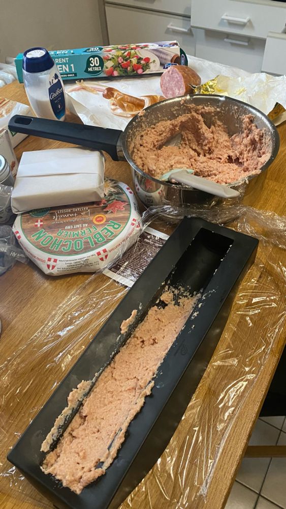 Préparation de l’insert de la buche salée (crémeux de jambon)