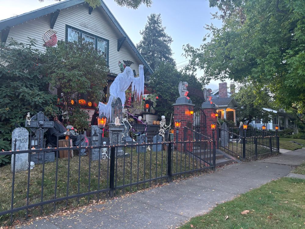 Halloween display in my lovely Portland neighborhood.