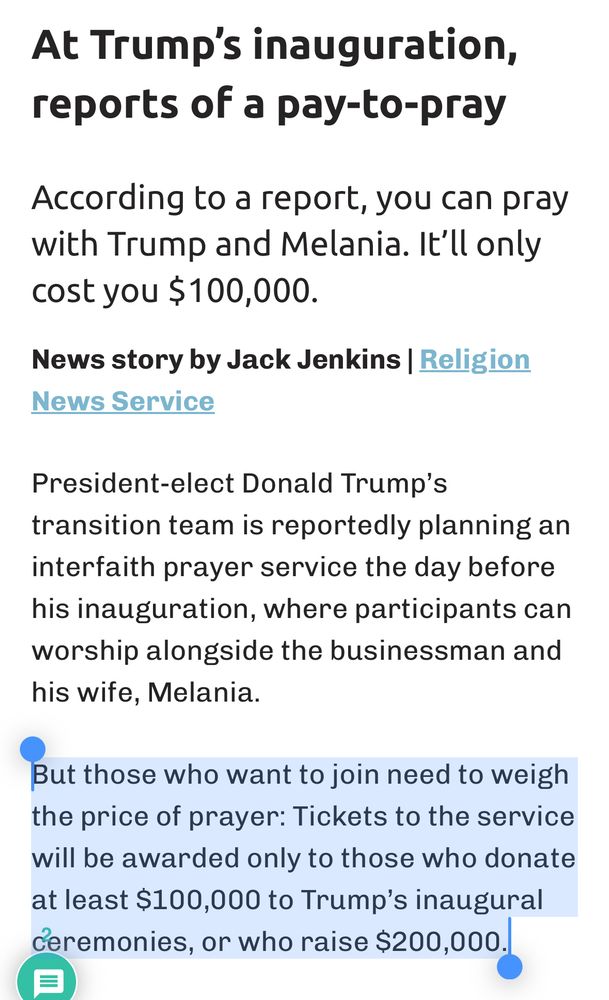 You can spend $100,000 to pray with Trump and Melania