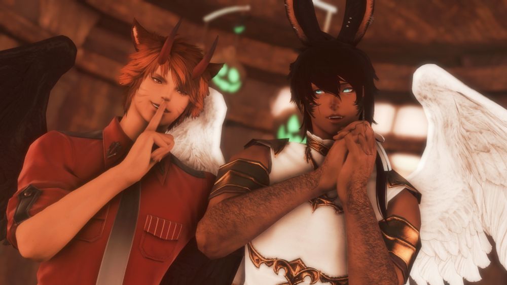 Rui dressed up as the devil while Jayden is dressed up as the angel.