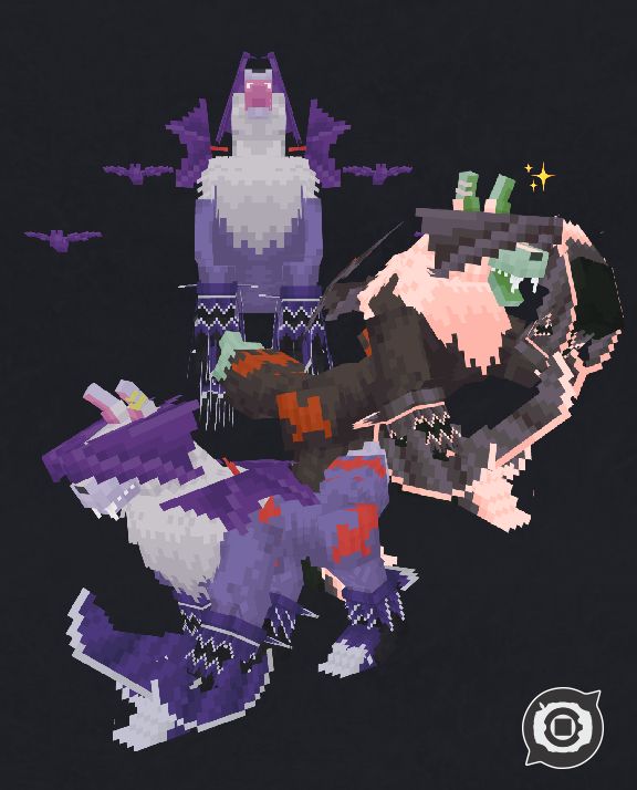 Model reveal of the Digimon called Sangloupmon, which is part of the Minecraft mod "Digimobs"
