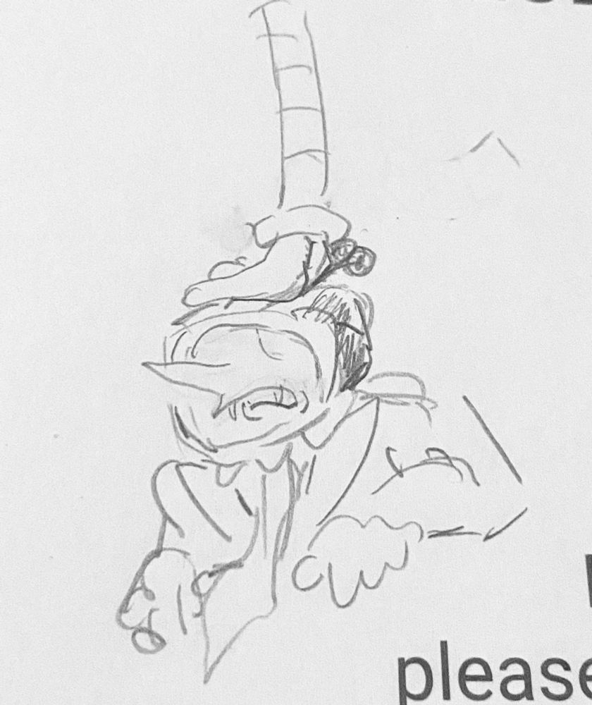 Tenna getting his antennae forcibly pet back by Mettaton’s hand, arms in raptor pose, looking very undignified. He’s got little stapler fangs like Snowball on the Simpsons.