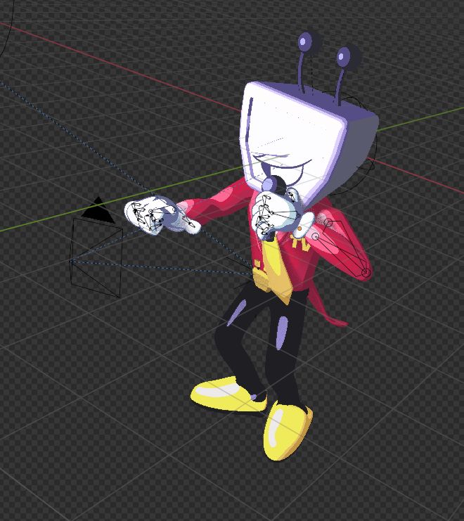 Tenna from Deltarune Chapter 3 rendered with custom shaders in Blender Eevee