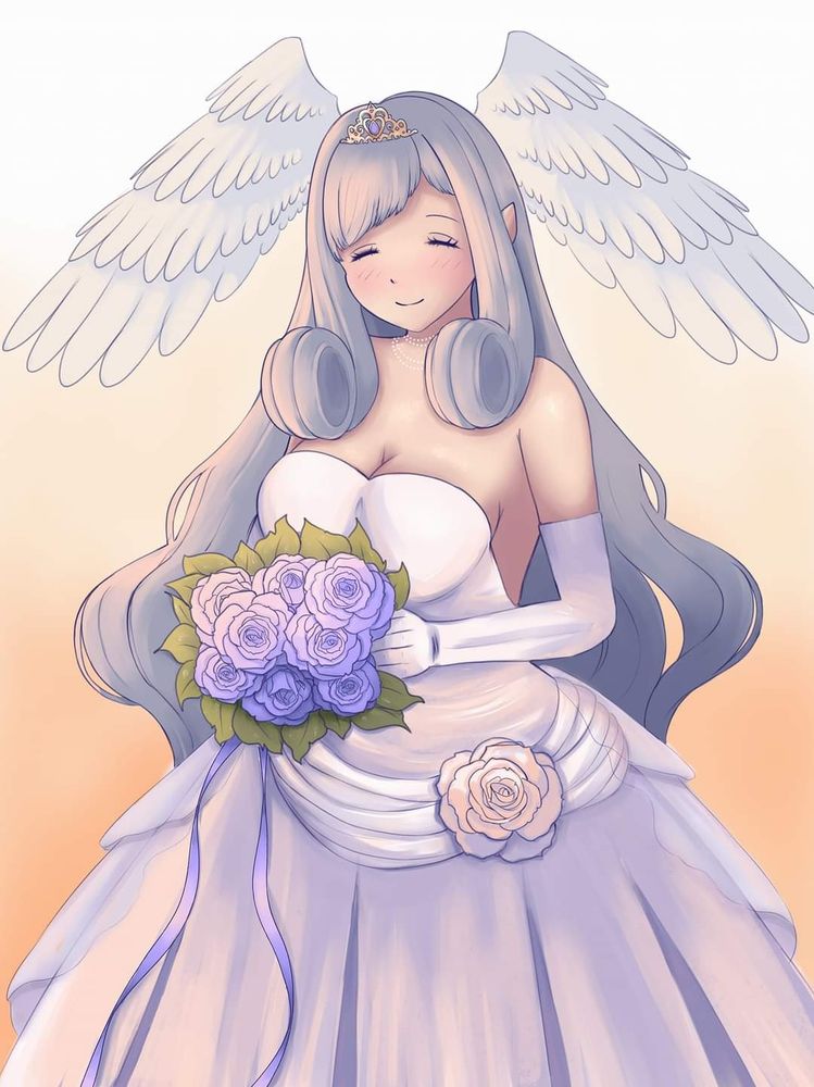 Melia from Xenoblade in a wedding dress