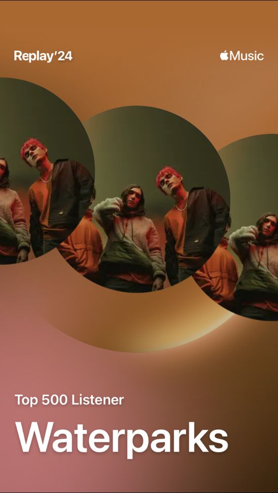 screenshot depicting apple music wrapped. "top 500 listener" for band waterparks