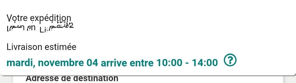 Mardi, livraison arrive entre 10h et 14h 