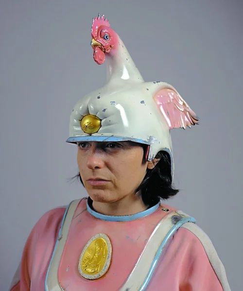 Paolo Puck wearing one of her helmets