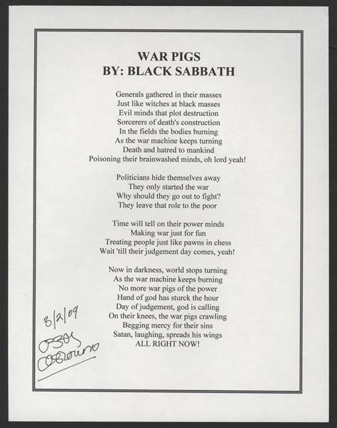 War Pigs lyrics