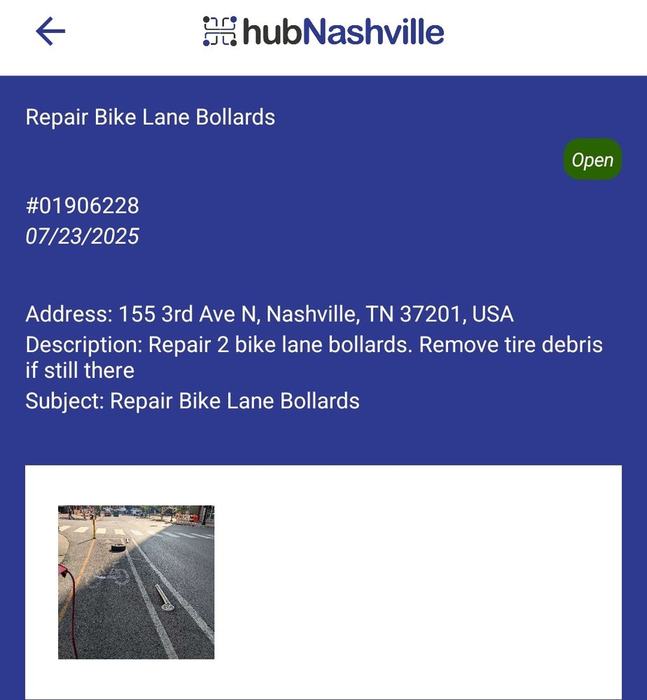 A hub request to fix the bollards at 3rd and Commerce.