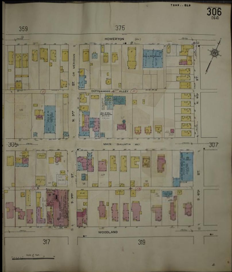 A Sanborn Map of Main St from 2nd to 4th St.
