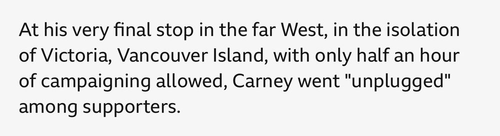 Screenshot of paragraph of text: “At his very final stop in the far West, in the isolation of Victoria, Vancouver Island, …”
Victoria is a metropolitan region of 400,000 people 90km south of Vancouver and 120km northwest of Seattle. 