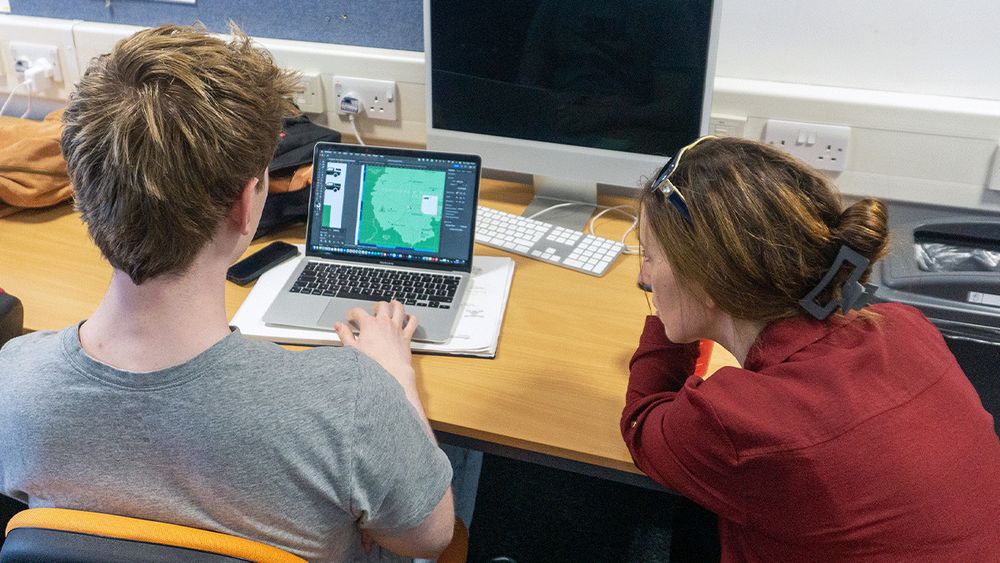 Students working on graphic design