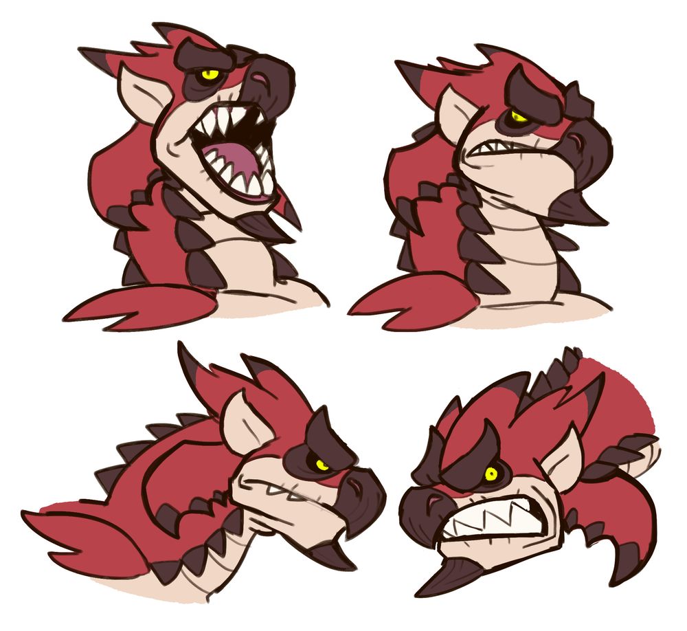 expressions of Rathalos if it were a character in an animated show