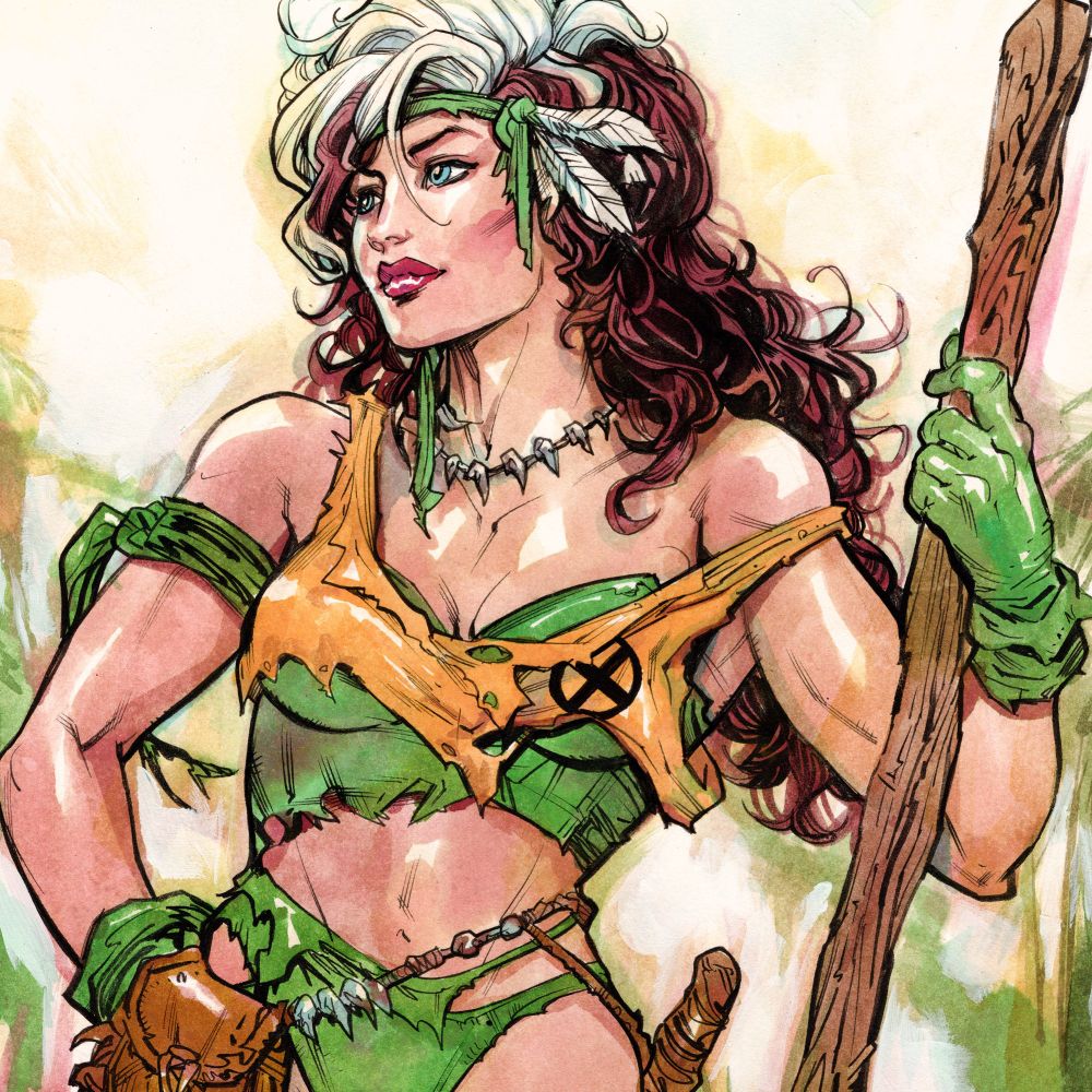 Colorful sketch of Rogue of the xmen in the savage land