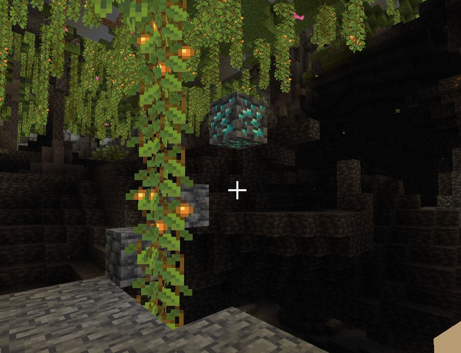 Screenshot of Minecraft with a single piece of floating diamond ore.

seed: -6716246077883961885
XYZ: 1245 -35 -2295