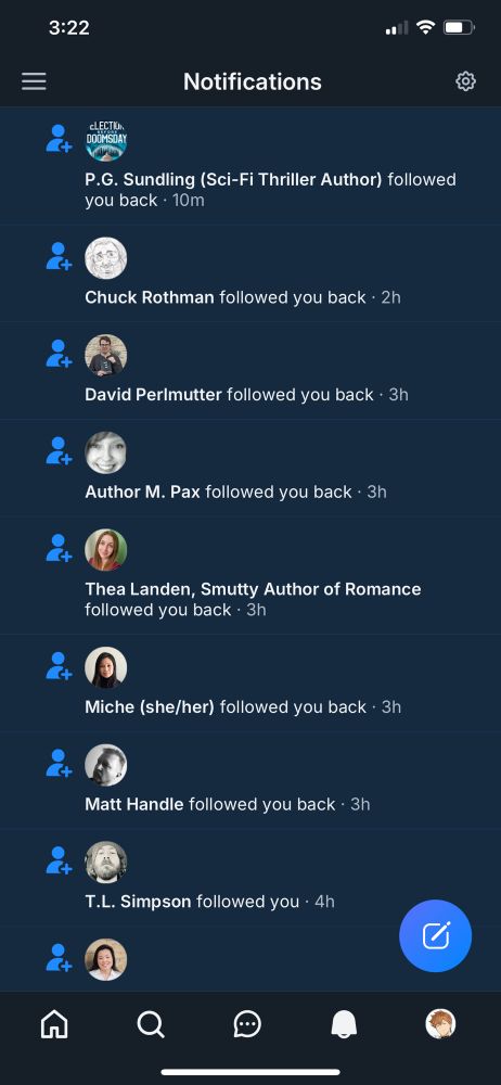 List of new follow backs.