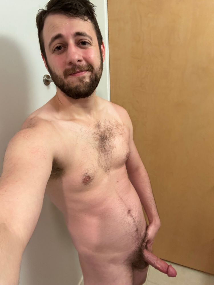 Naked with hard cock out, selfie 