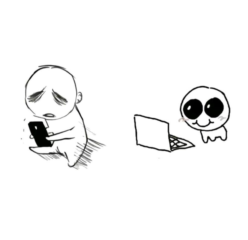 Sad guy looking at screen Vs Yippee autism creature looking at screen 