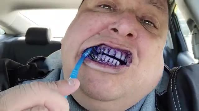 Joey eating fast food
