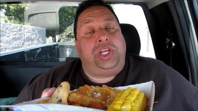 Joey eating fast food