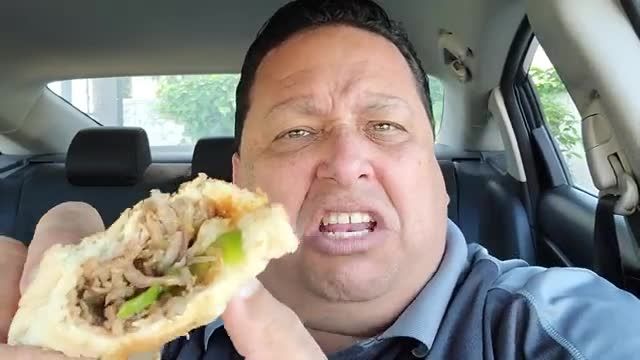 Joey eating fast food