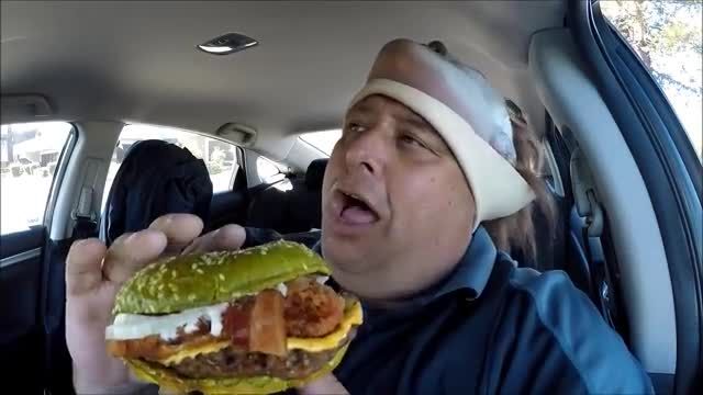 Joey eating fast food