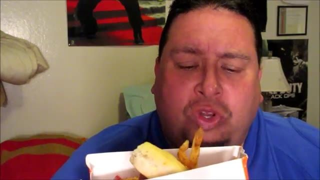 Joey eating fast food