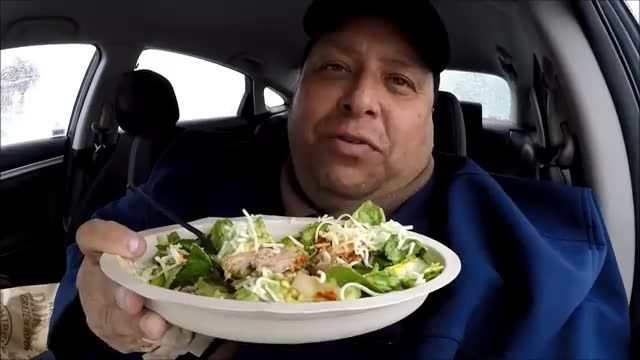 Joey eating fast food