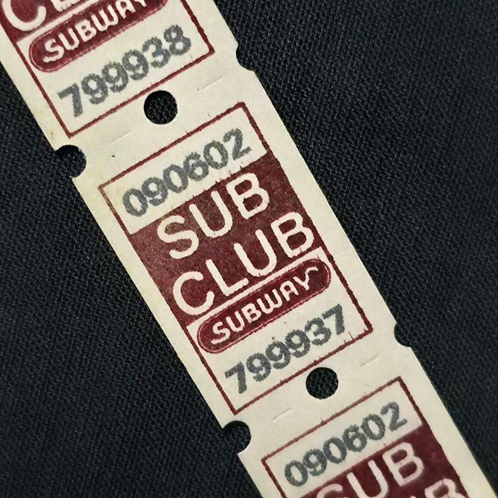 An old SubClub ticket strip from Subway. 