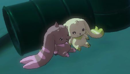Terriermon and Lopmon sittin' together, chillin.