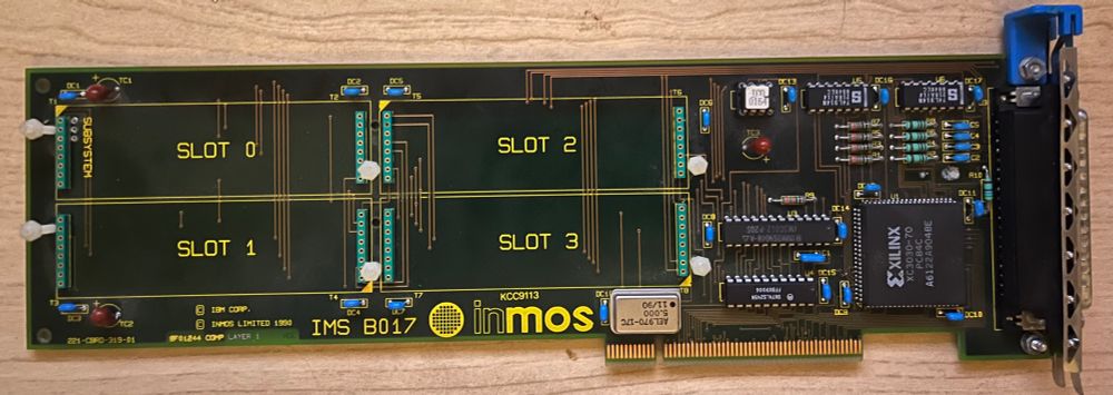 A four-slot INMOS B017 transputer board