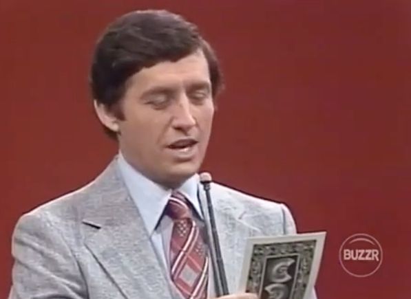Jim Perry reading a Card Sharks question in 1978